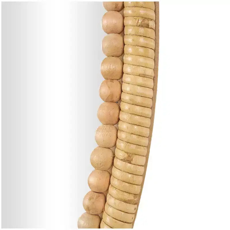 Specchio da parete ovale in bambù con perline, 71 x 51 cm, marrone