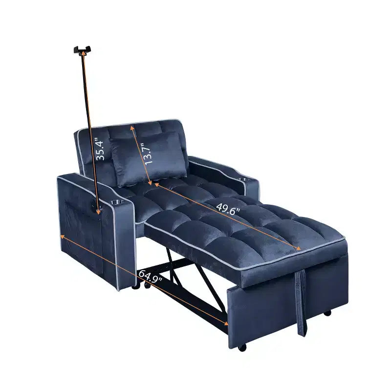 Divano letto convertibile 2 in 1 con letto estraibile, blu