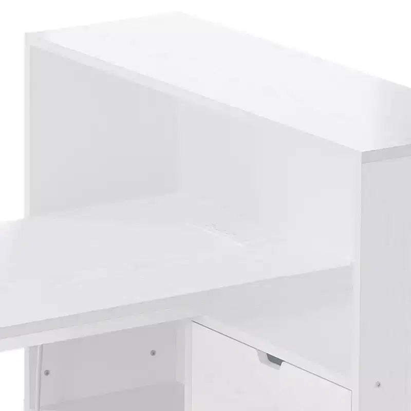 Scrivania a L da 55 pollici con 3 cassetti, prese di corrente e luci LED