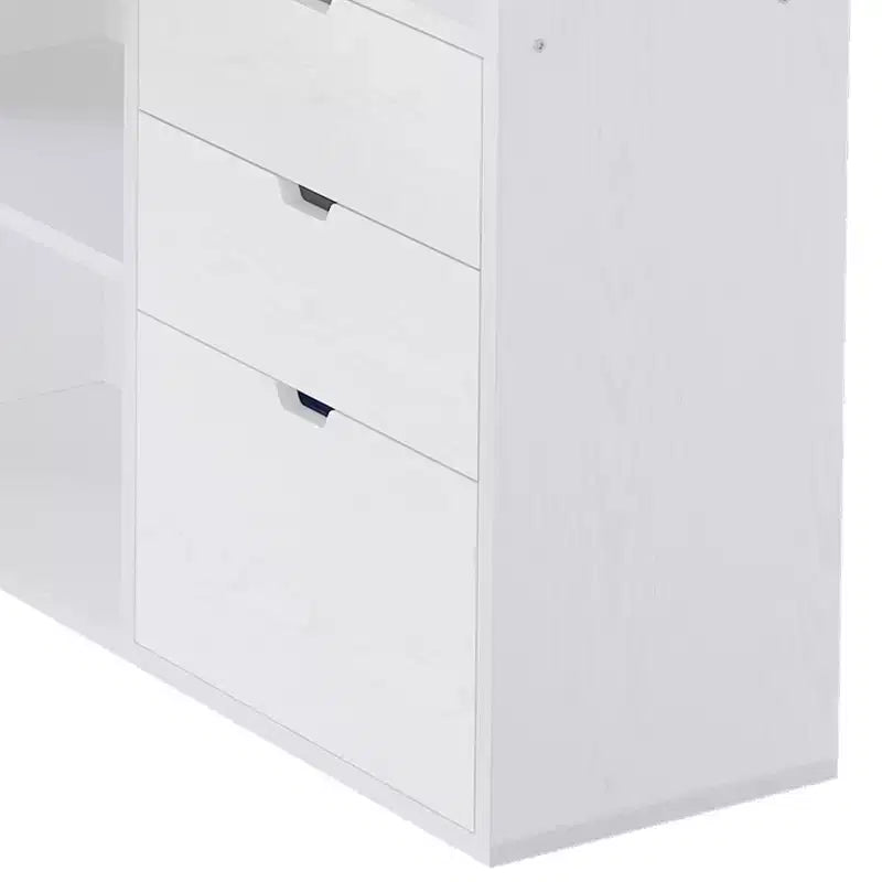 Scrivania a L da 55 pollici con 3 cassetti, prese di corrente e luci LED