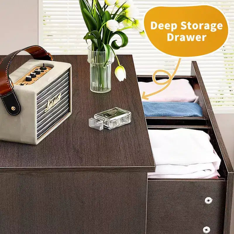 Cassettiera grande a 7 cassetti per camera da letto, Comò con organizer in legno, Marrone