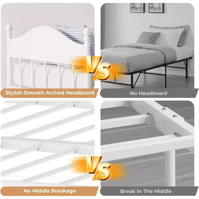 Daybed Singolo con Letto Estraibile - Struttura in Metallo, Divano Letto Pieghevole