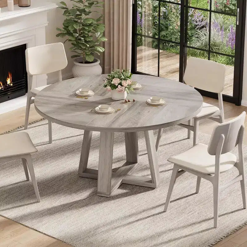 Tavolo da pranzo rotondo da 119 cm con base a croce, 4-6 posti