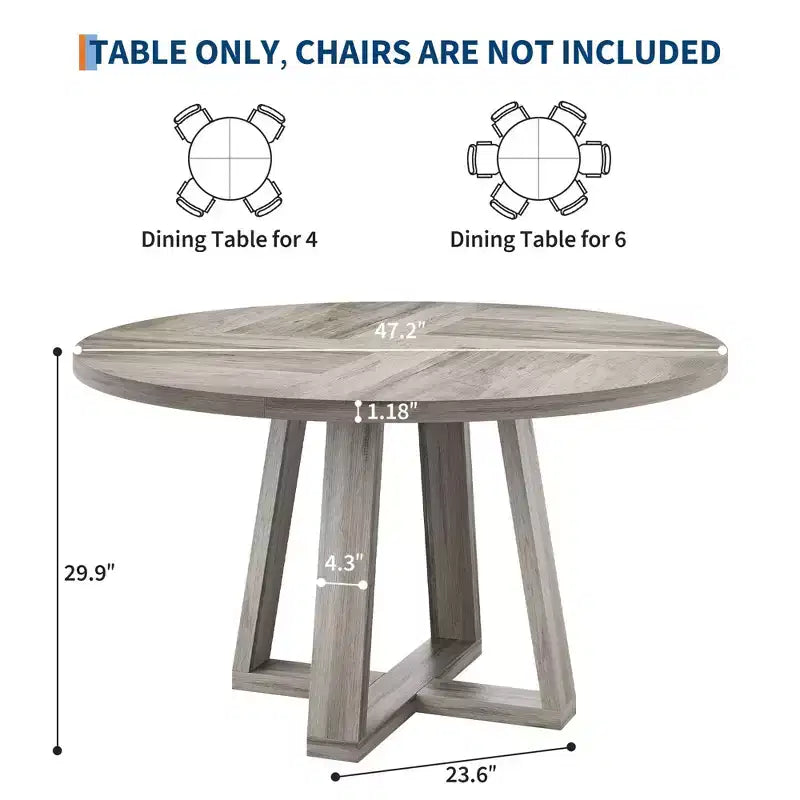 Tavolo da pranzo rotondo da 119 cm con base a croce, 4-6 posti