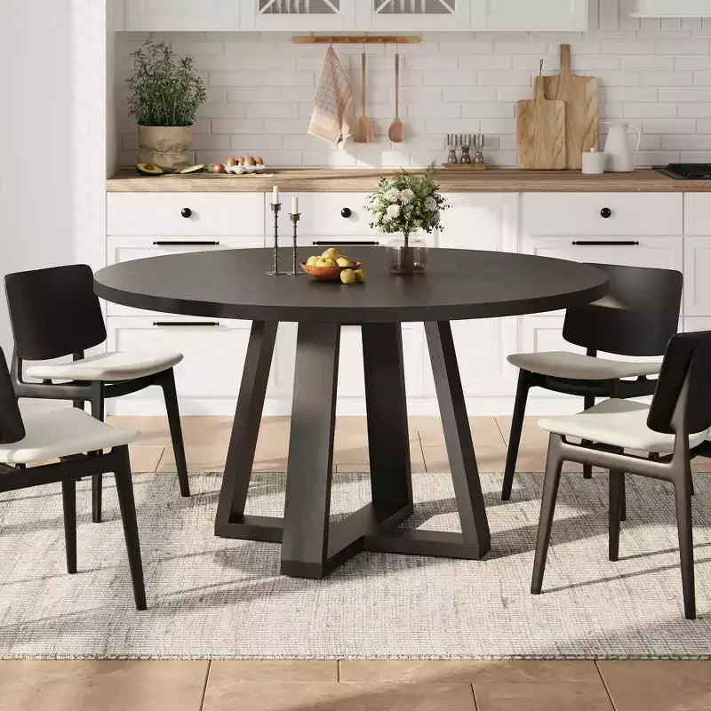 Tavolo da pranzo rotondo da 119 cm con base a croce, 4-6 posti