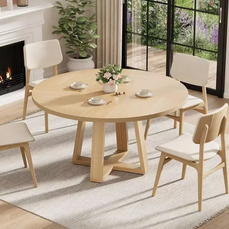 Tavolo da pranzo rotondo da 119 cm con base a croce, 4-6 posti