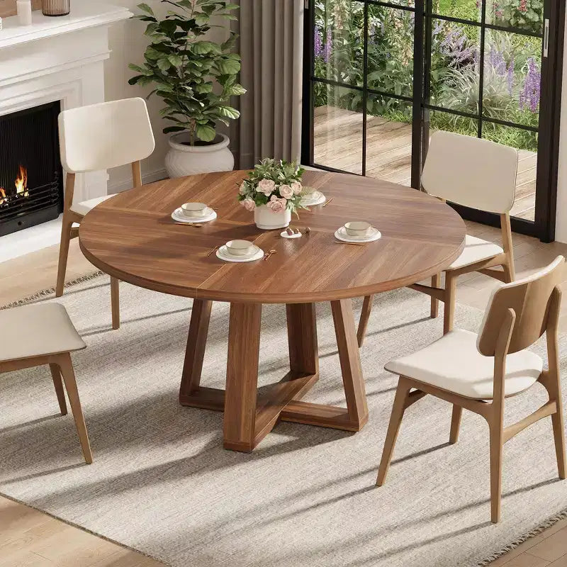 Tavolo da pranzo rotondo da 119 cm con base a croce, 4-6 posti