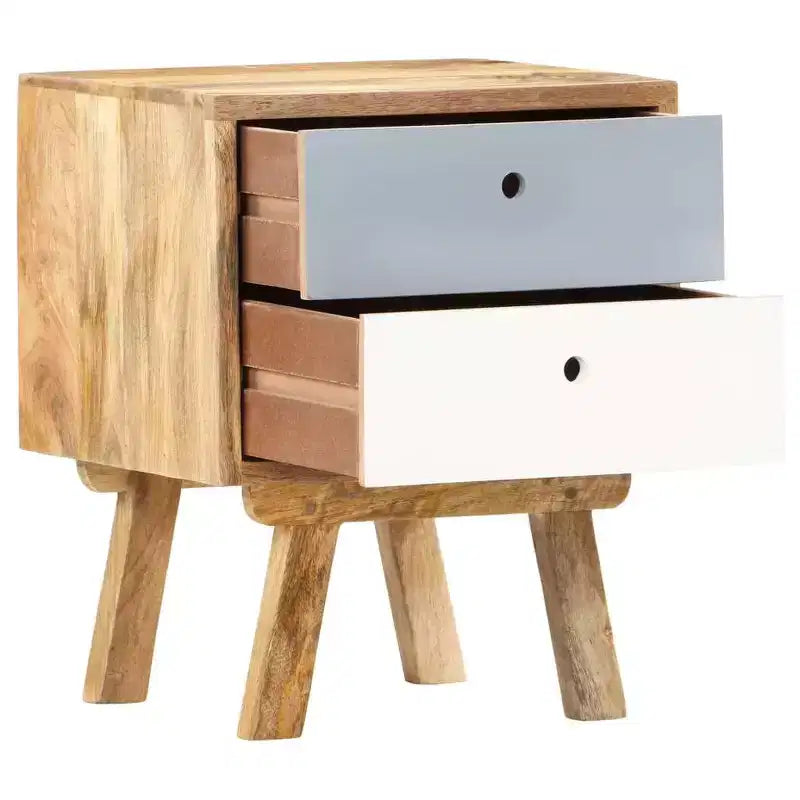 Comodino in legno di mango con 2 cassetti