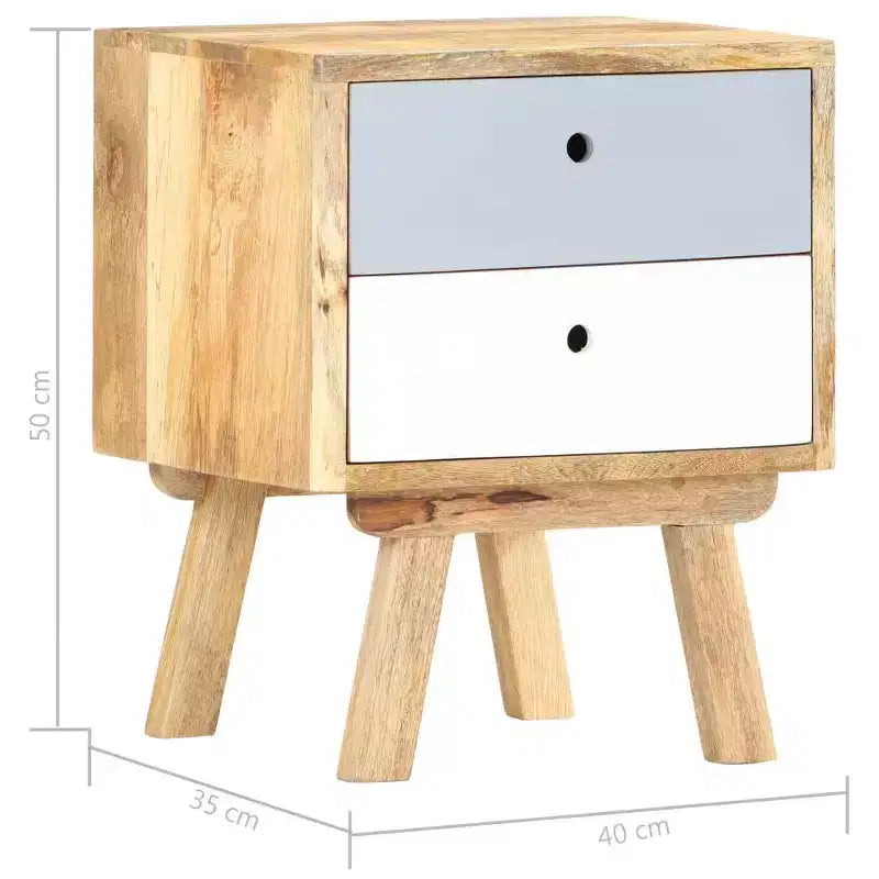 Comodino in legno di mango con 2 cassetti