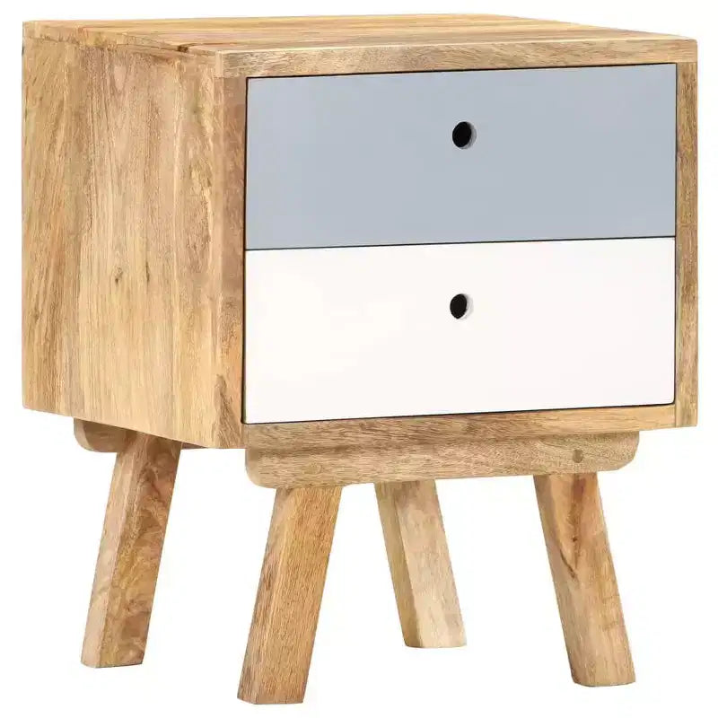 Comodino in legno di mango con 2 cassetti