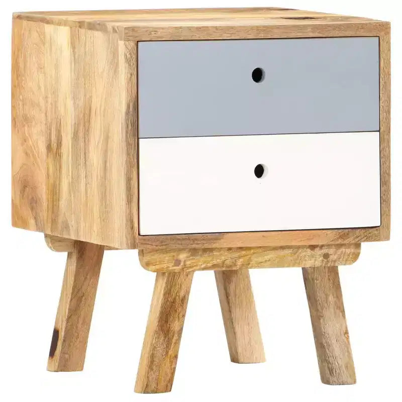 Comodino in legno di mango con 2 cassetti