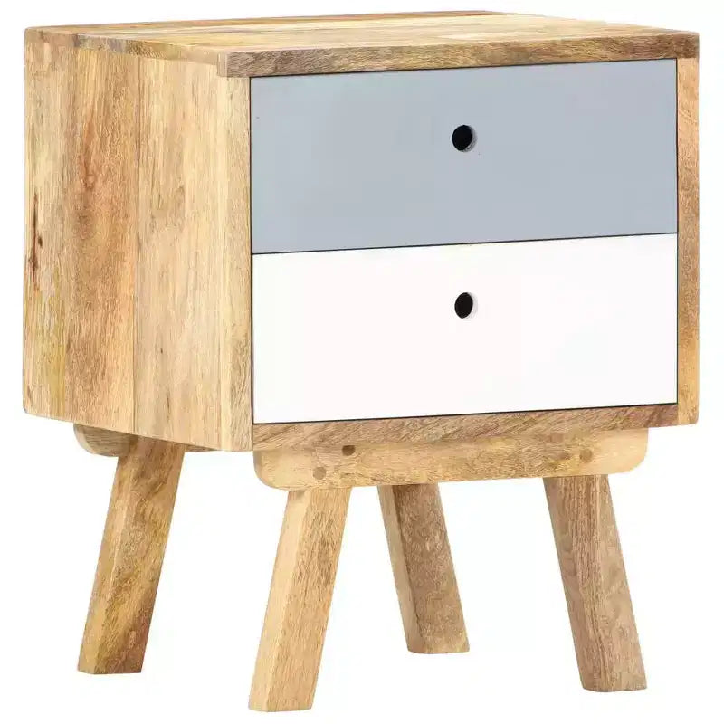 Comodino in legno di mango con 2 cassetti