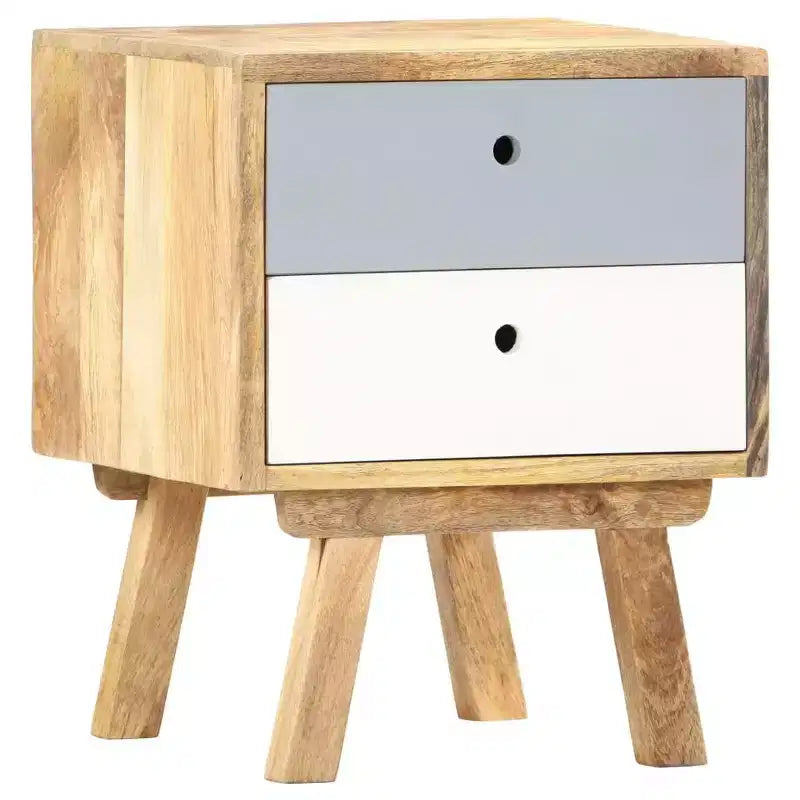 Comodino in legno di mango con 2 cassetti