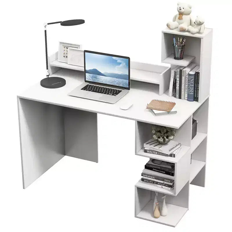 Costway 48 Modern Computer Desk Home Office Workstation w/ Hutch & Storage Shelves