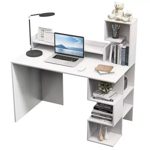 Costway 48 Modern Computer Desk Home Office Workstation w/ Hutch & Storage Shelves