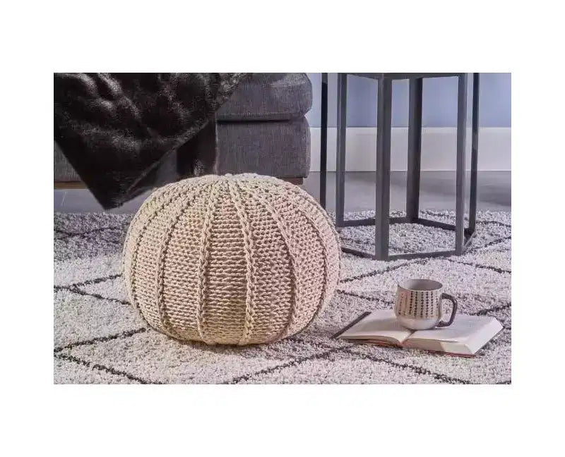TUYOHW Knitted Bean Bag Chair, Soft Foam Filled Floor Chair Lazy Chair, Comfy Sofa Chair for Living Room, Bedroom, Beige