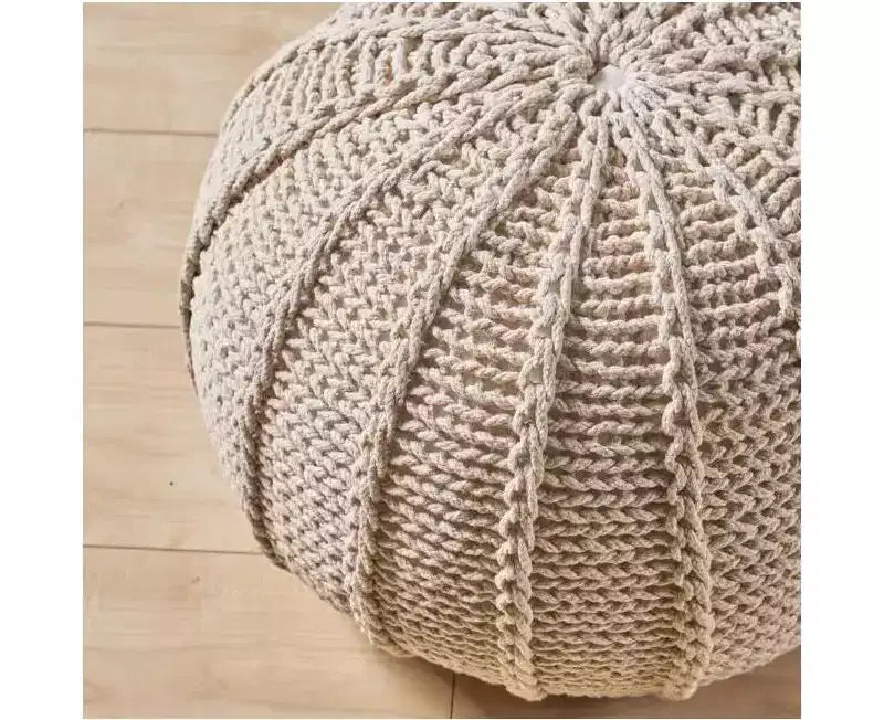 Poltrona Sacco in Maglia con Imbottitura in Schiuma – Beige, per Interni ed Esterni