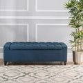 Okak Modern Storage Bench with Tufted Top Decorated, Storage Ottoman Bench with Ample Capacity, End Of Bed Bench for Bedroom, Navy Blue