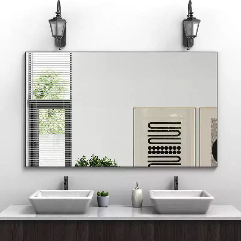 Specchio da parete rettangolare 60x36 pollici con cornice in alluminio