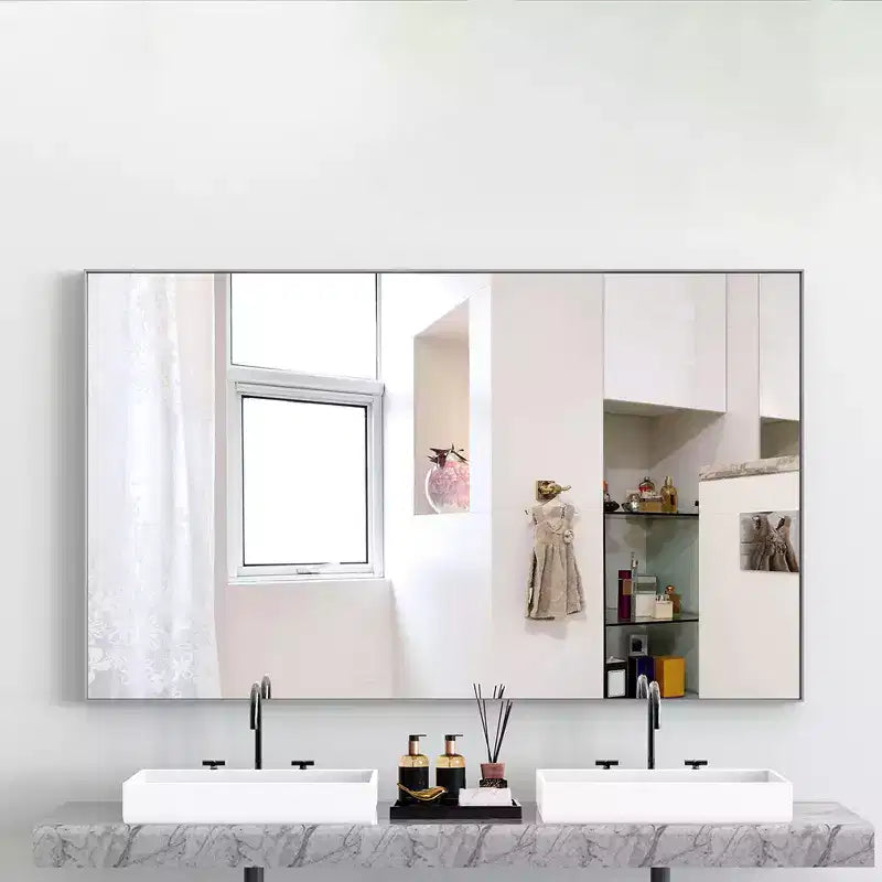 Specchio da parete rettangolare 60x36 pollici con cornice in alluminio