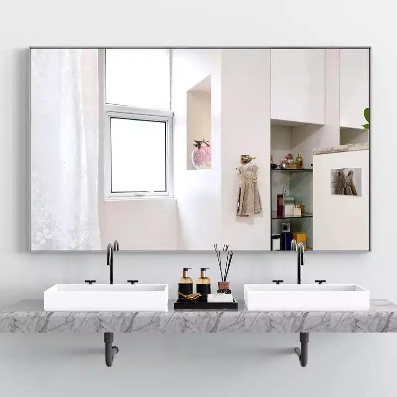 Specchio da parete rettangolare 60x36 pollici con cornice in alluminio