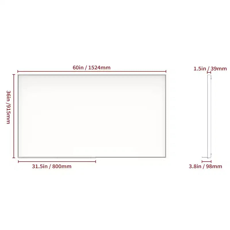 Specchio da parete rettangolare 60x36 pollici con cornice in alluminio