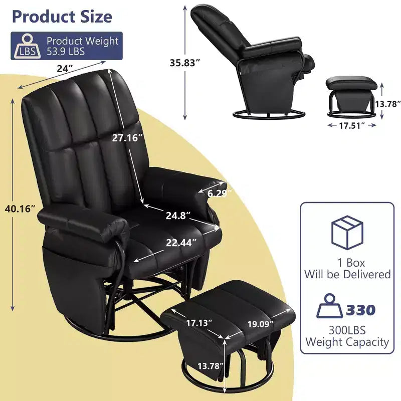 Sedia a dondolo girevole con pouf coordinato