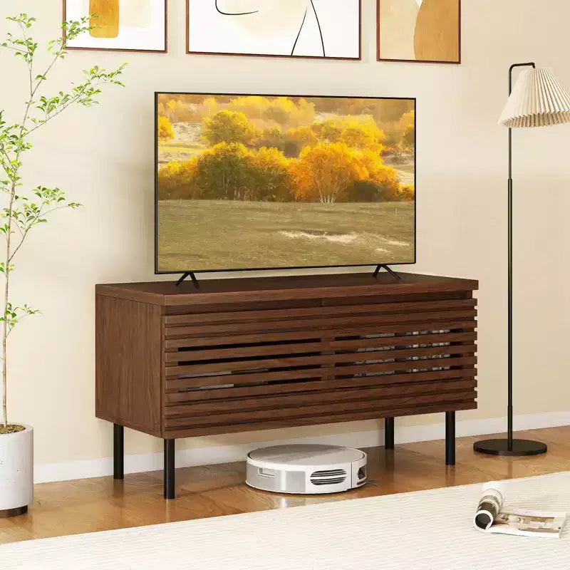 Mobile TV con scanalature Mid Century per TV fino a 40" con 2 scomparti nascosti