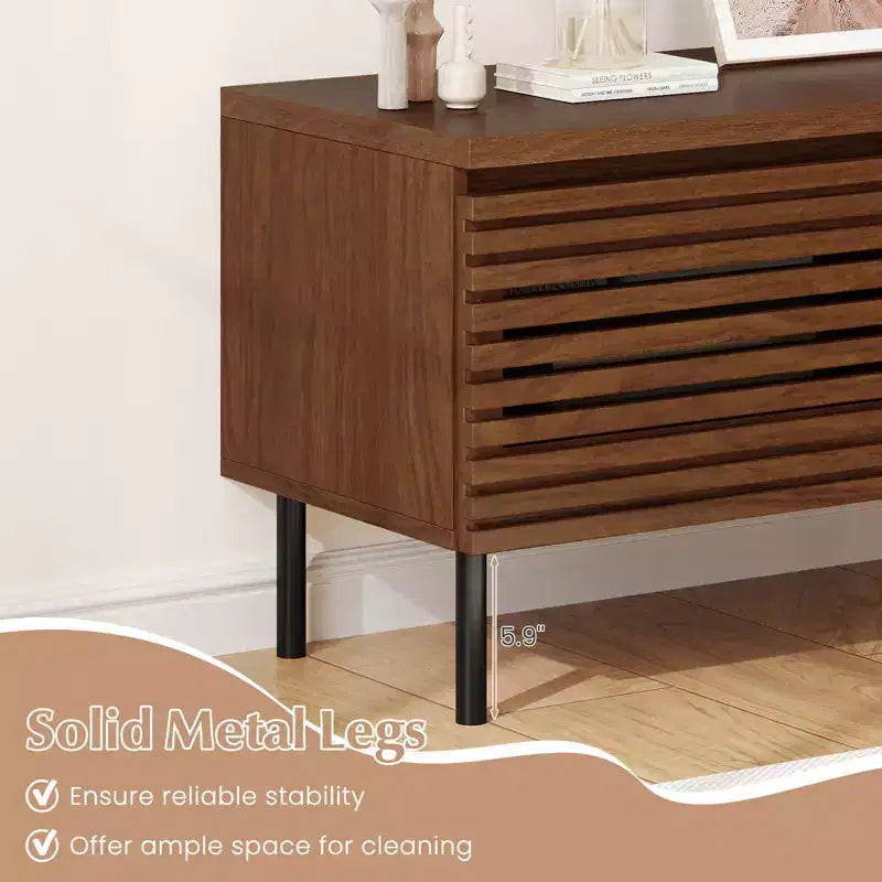 Mobile TV con scanalature Mid Century per TV fino a 40" con 2 scomparti nascosti