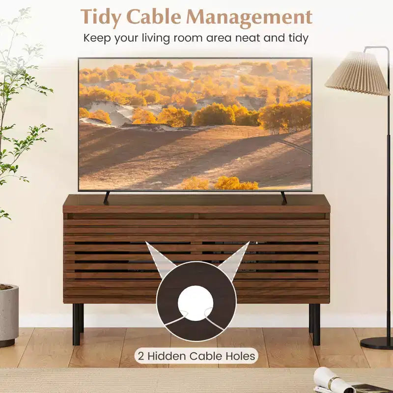 Mobile TV con scanalature Mid Century per TV fino a 40" con 2 scomparti nascosti