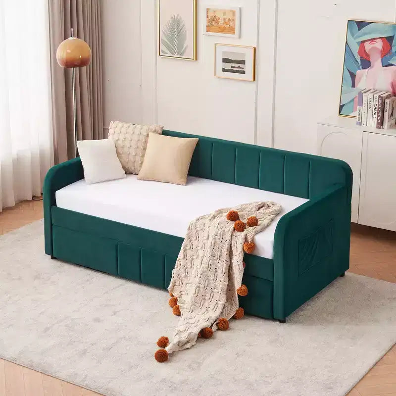 Struttura lettino da giorno imbottito singolo con letto estraibile