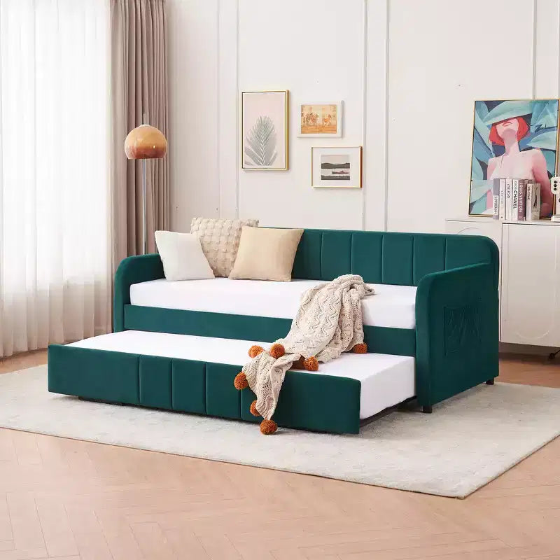 Struttura lettino da giorno imbottito singolo con letto estraibile