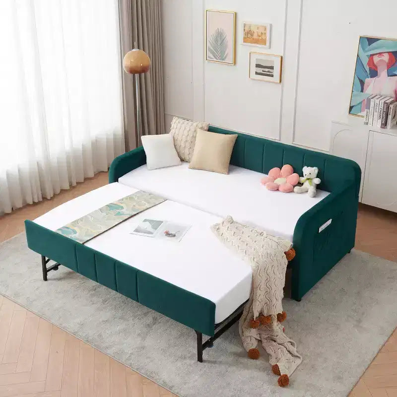 Struttura lettino da giorno imbottito singolo con letto estraibile