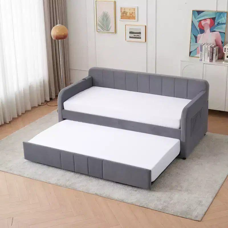 Struttura lettino da giorno imbottito singolo con letto estraibile