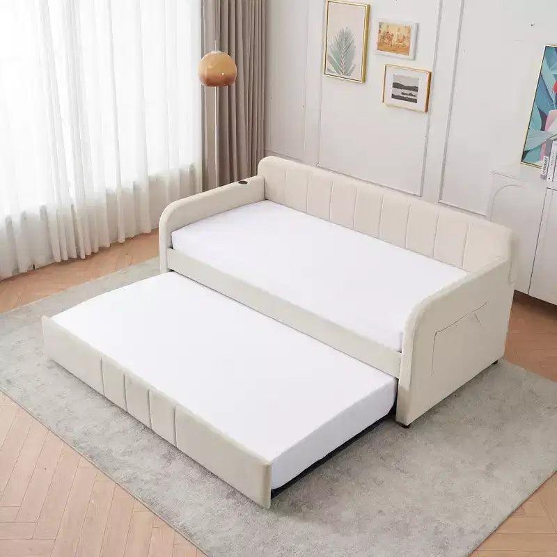 Struttura lettino da giorno imbottito singolo con letto estraibile