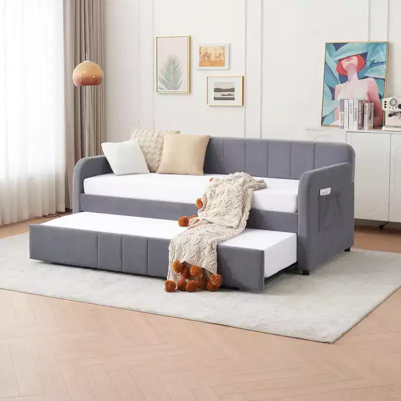 Struttura lettino da giorno imbottito singolo con letto estraibile
