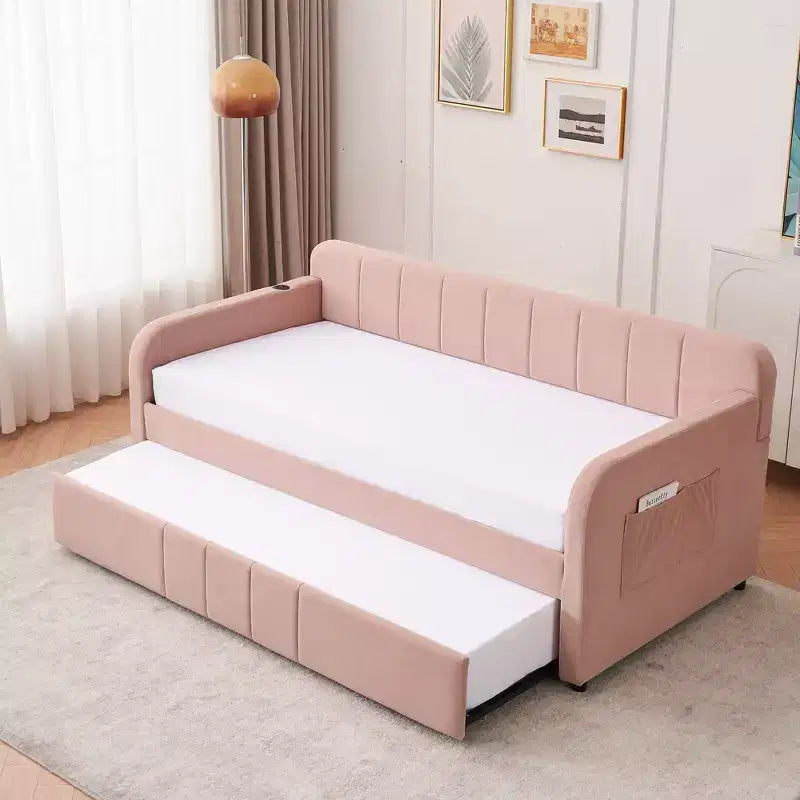 Struttura lettino da giorno imbottito singolo con letto estraibile