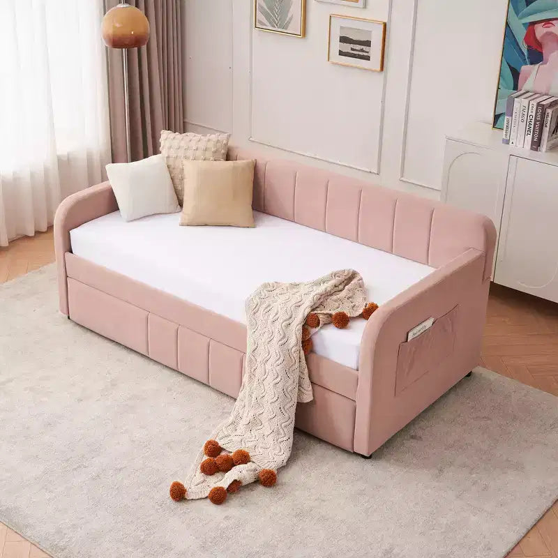 Struttura lettino da giorno imbottito singolo con letto estraibile