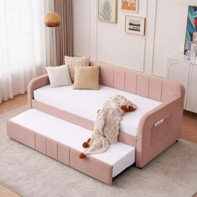Struttura lettino da giorno imbottito singolo con letto estraibile