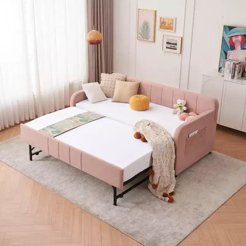 Struttura lettino da giorno imbottito singolo con letto estraibile