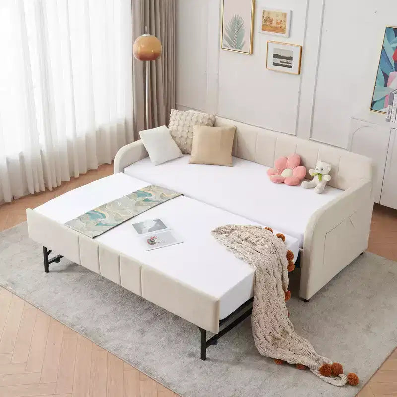 Struttura lettino da giorno imbottito singolo con letto estraibile