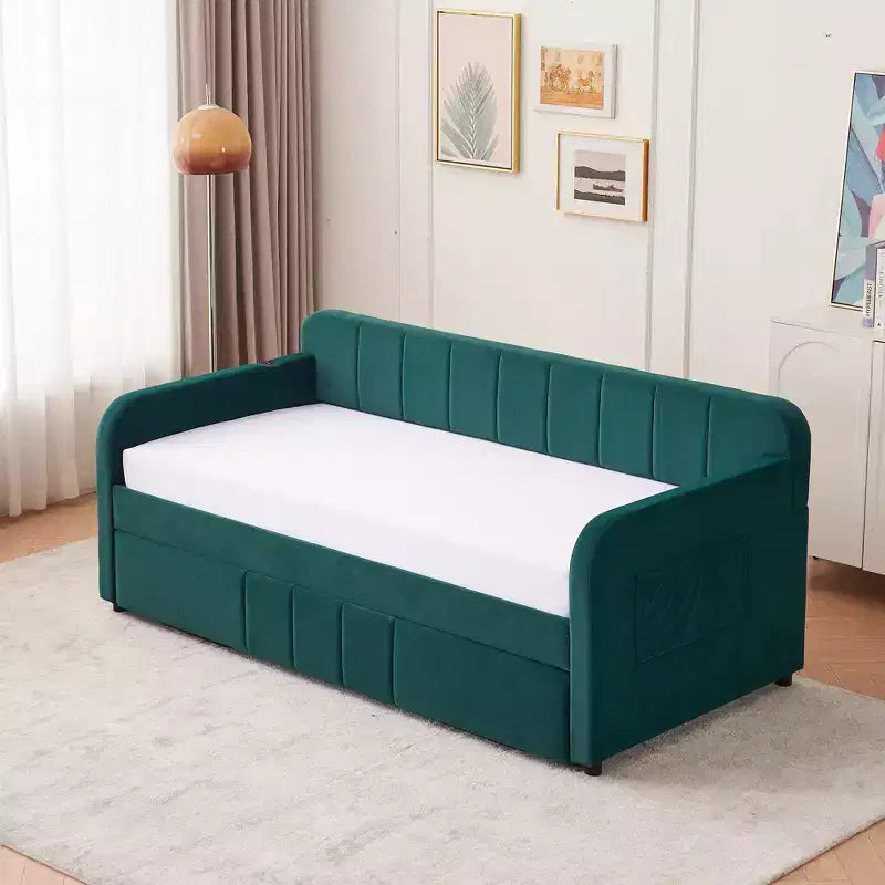 Struttura lettino da giorno imbottito singolo con letto estraibile