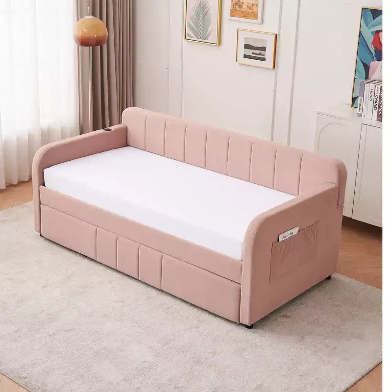 Struttura lettino da giorno imbottito singolo con letto estraibile