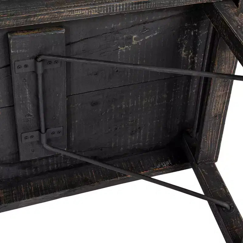 Tavolo pieghevole lungo in legno di recupero – Finitura nera anticata, nessun montaggio richiesto