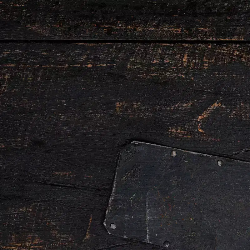 Tavolo pieghevole lungo in legno di recupero – Finitura nera anticata, nessun montaggio richiesto
