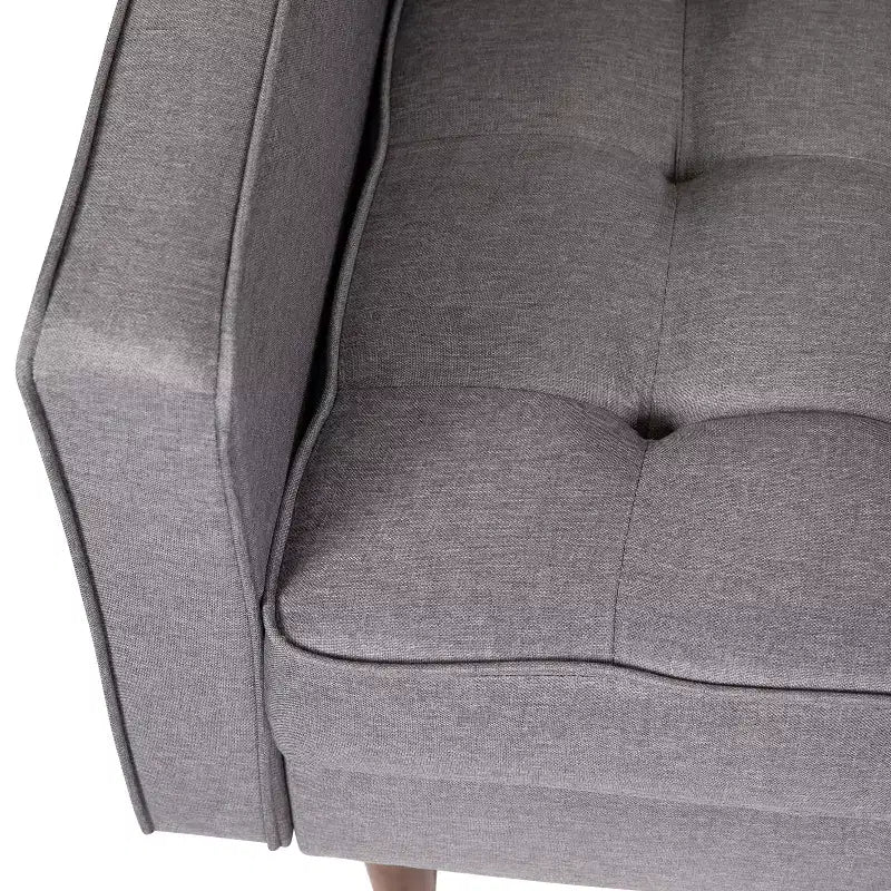 Poltrona d'accento imbottita Mid-Century Modern con molle insacchettate, gambe in legno e cuscini dello schienale rimovibili