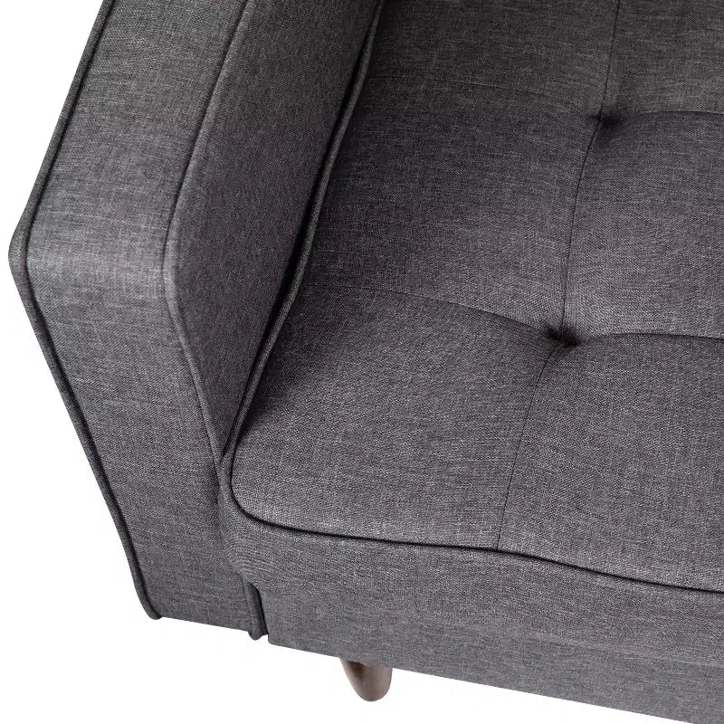 Poltrona d'accento imbottita Mid-Century Modern con molle insacchettate, gambe in legno e cuscini dello schienale rimovibili