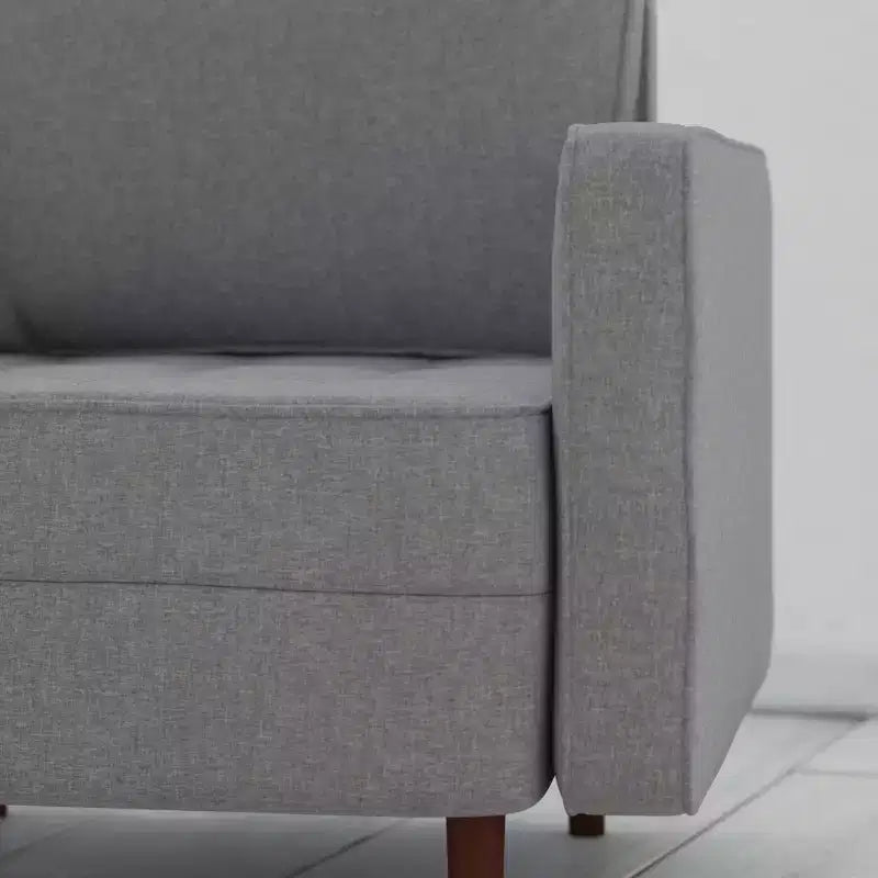 Poltrona d'accento imbottita Mid-Century Modern con molle insacchettate, gambe in legno e cuscini dello schienale rimovibili