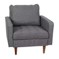 Emma and Oliver Upholstered Mid-Century Modern Pocket Spring Accent Chair with Wooden Legs and Removable Back Pillows