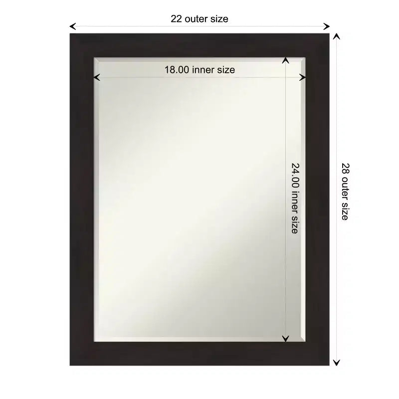 Specchio da parete piccolo smussato per bagno con cornice color espresso